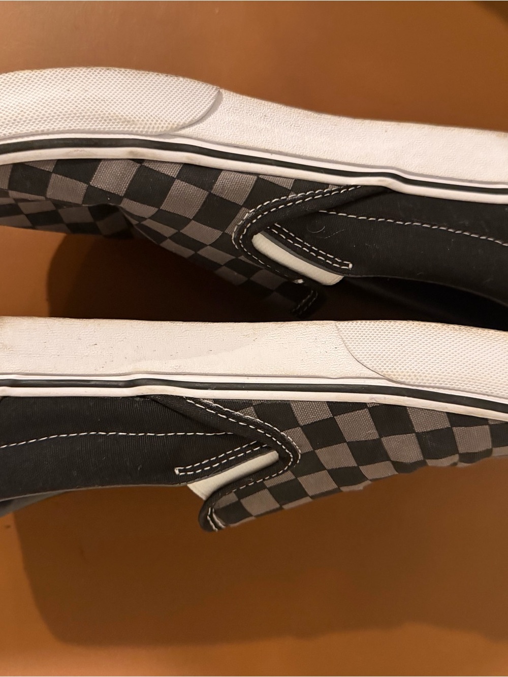 Vans Slip-On Checkerboard Sneakers in Black and Gray - Picture 3 of 5